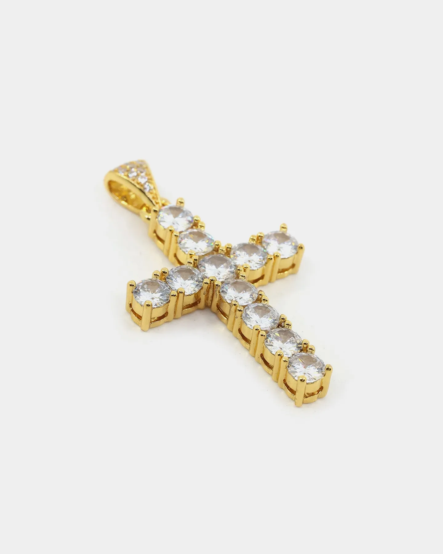 Saint Morta Iced Cross Pendant Gold