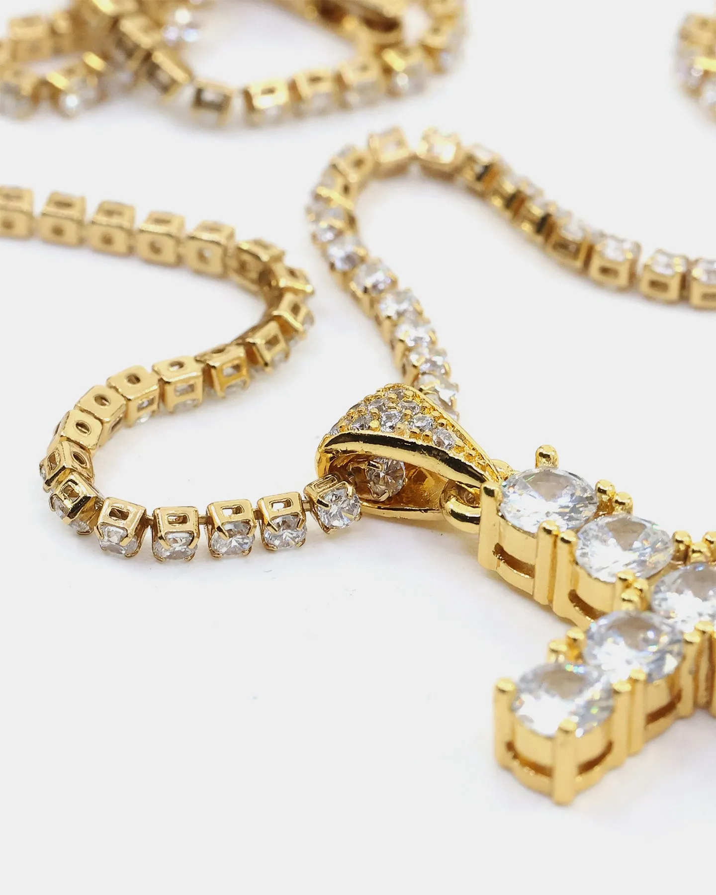 Saint Morta Iced Cross Pendant Gold