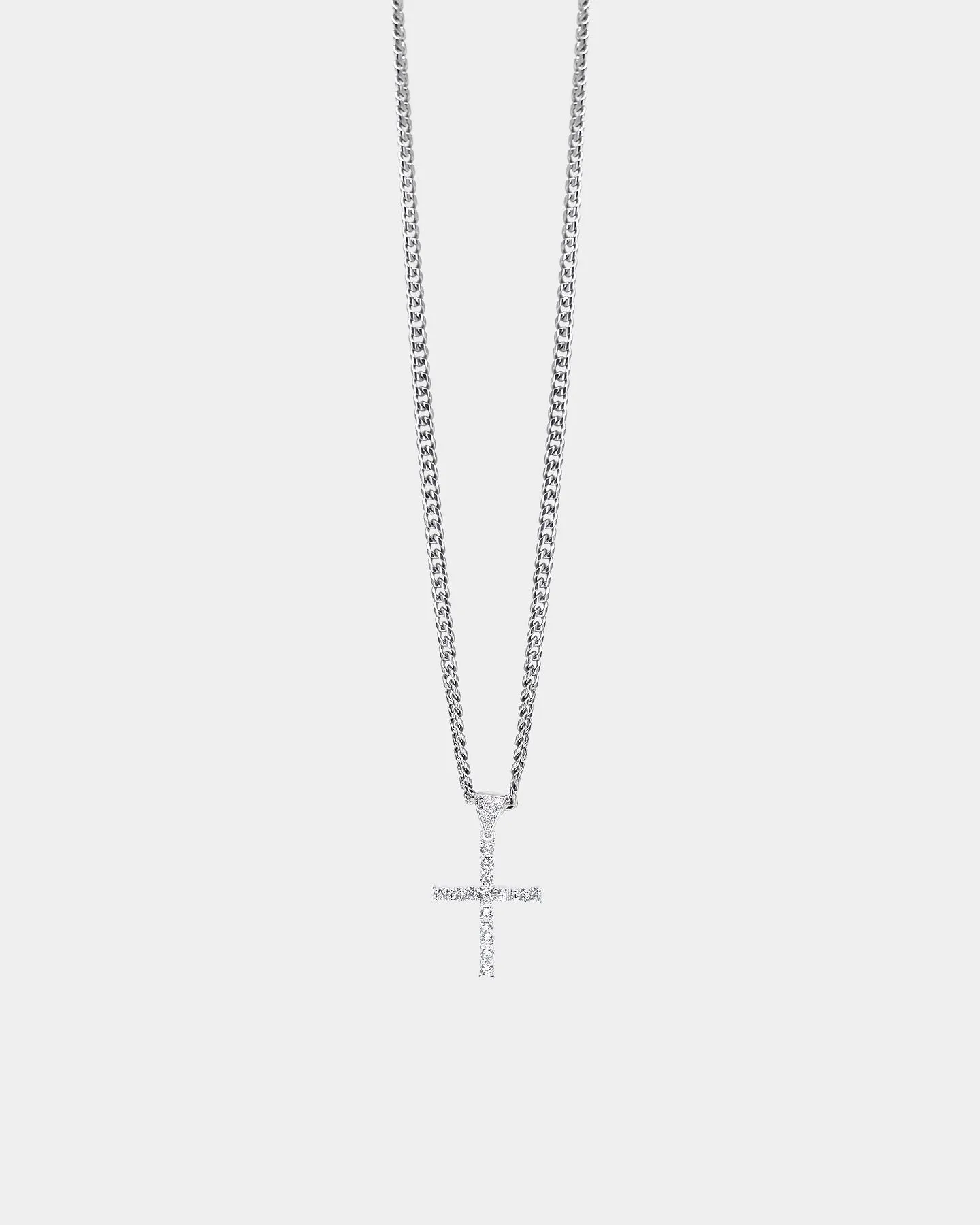 Saint Morta Iced Mini Cross Pendant Iced White Gold