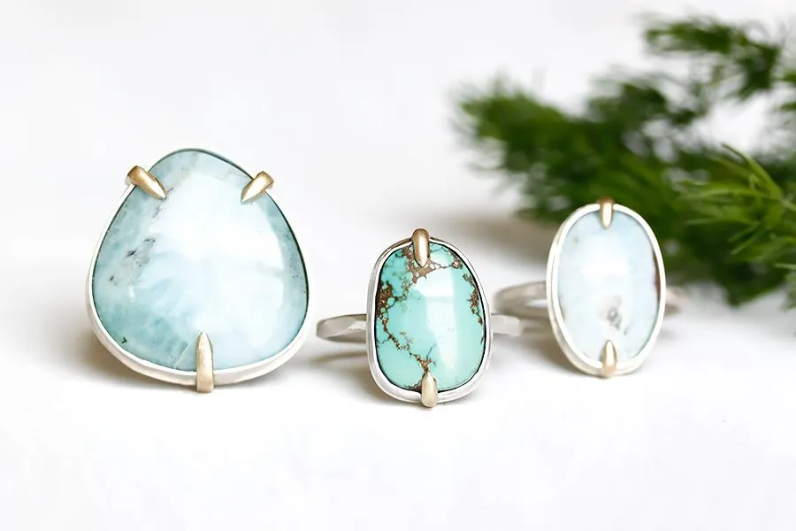 Silver   14k Turquoise Ring