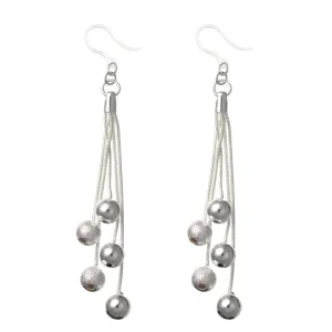 Silver Rope Ball Dangles Hypoallergenic Earrings for Sensitive Ears Made with Plastic Posts