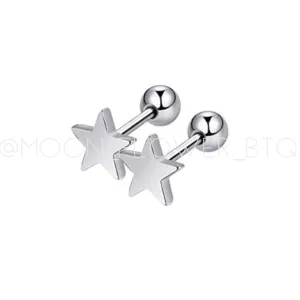 Silver Star Barbell Earrings