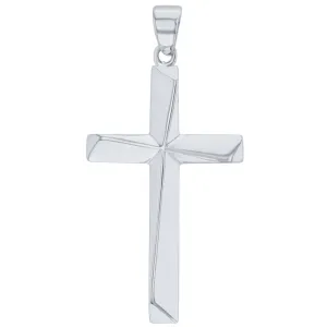 Solid 14K White Gold Elegant Religious Plain Cross Pendant