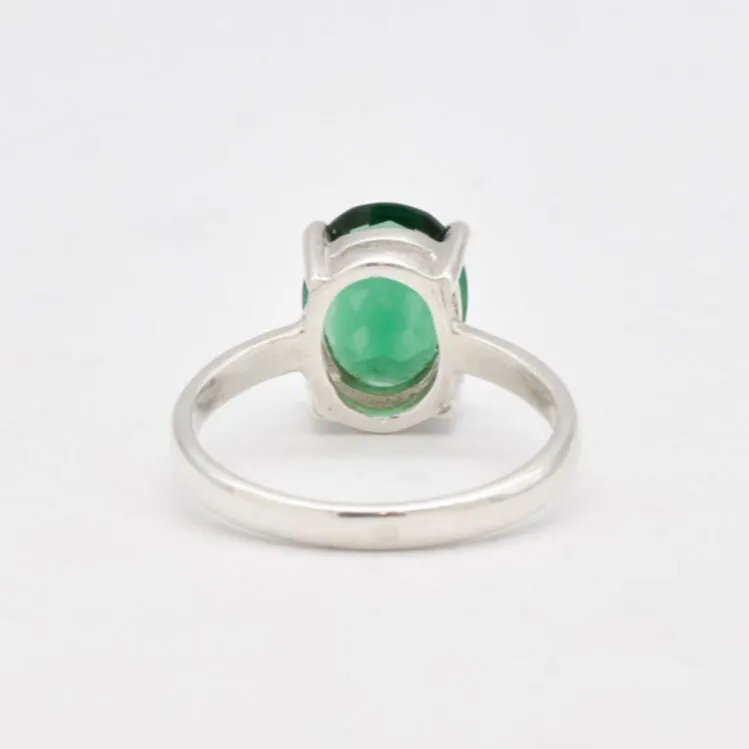 Solitaire Emerald Ring - Emerald Engagement Ring, Green Diamond Ring