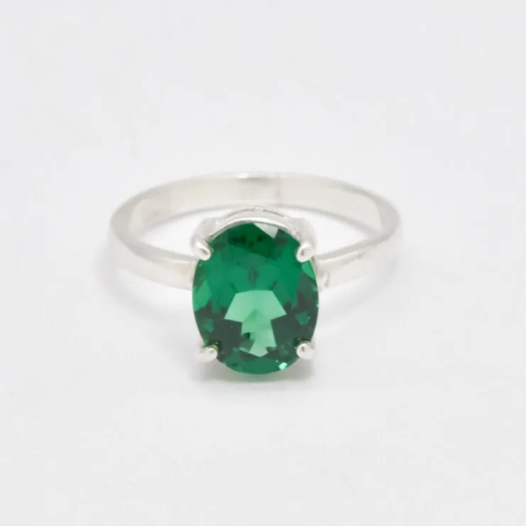 Solitaire Emerald Ring - Emerald Engagement Ring, Green Diamond Ring