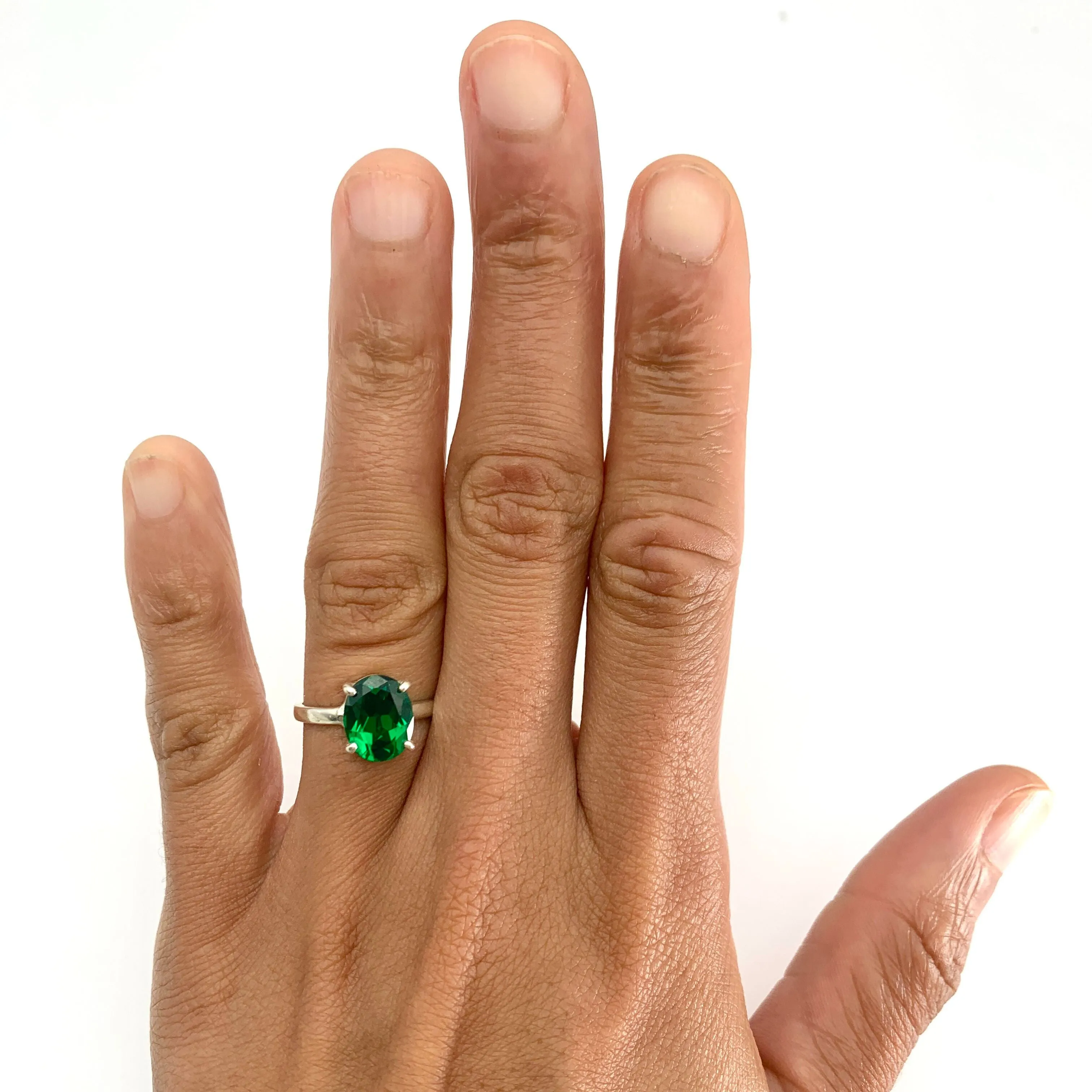 Solitaire Emerald Ring - Emerald Engagement Ring, Green Diamond Ring