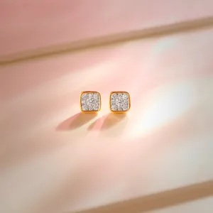 Square Cluster Diamond Small Earrings