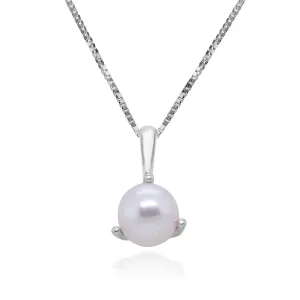 Stella 10K White Gold Round-Cut Water Pearl Pendant