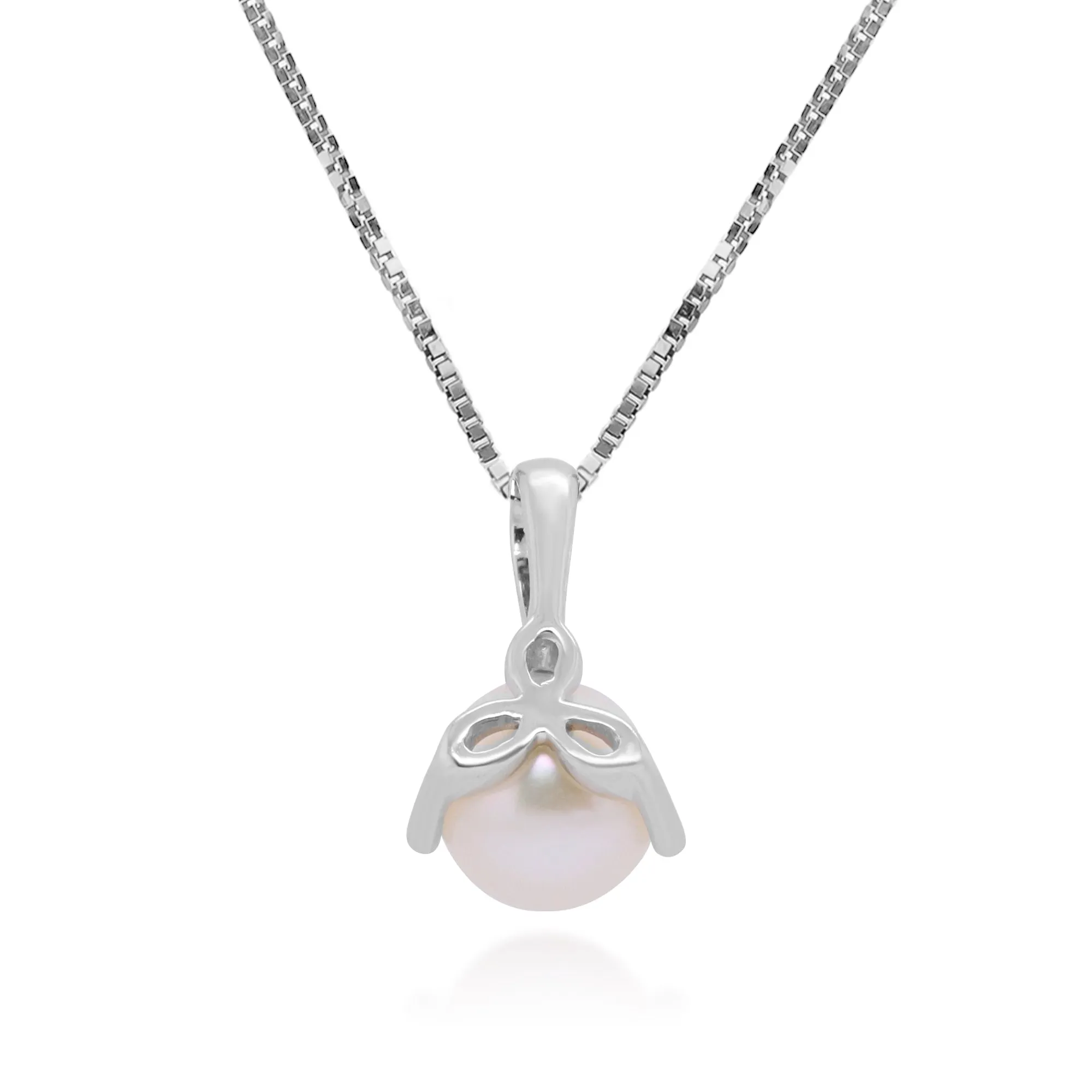 Stella 10K White Gold Round-Cut Water Pearl Pendant