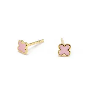 Sterling Silver Earrings - Pink Flower Enamel