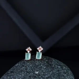 Stylish Latest Fashion Rose Gold Plated Mint CZ & American Diamond Beautiful Studs Earrings for Women/Girls