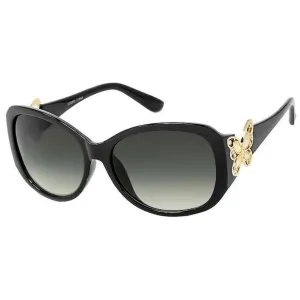 Stylish Round Black Sunglasses for Women Butterfly Detail