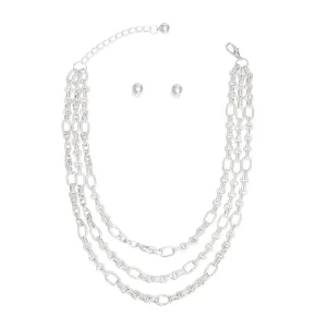 Stylish Silver Oval Links Necklace Set: Fashion Jewelry for Women