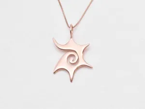 Sun Pendant - Rose Gold Swirl Necklace, Boho Statement Necklace