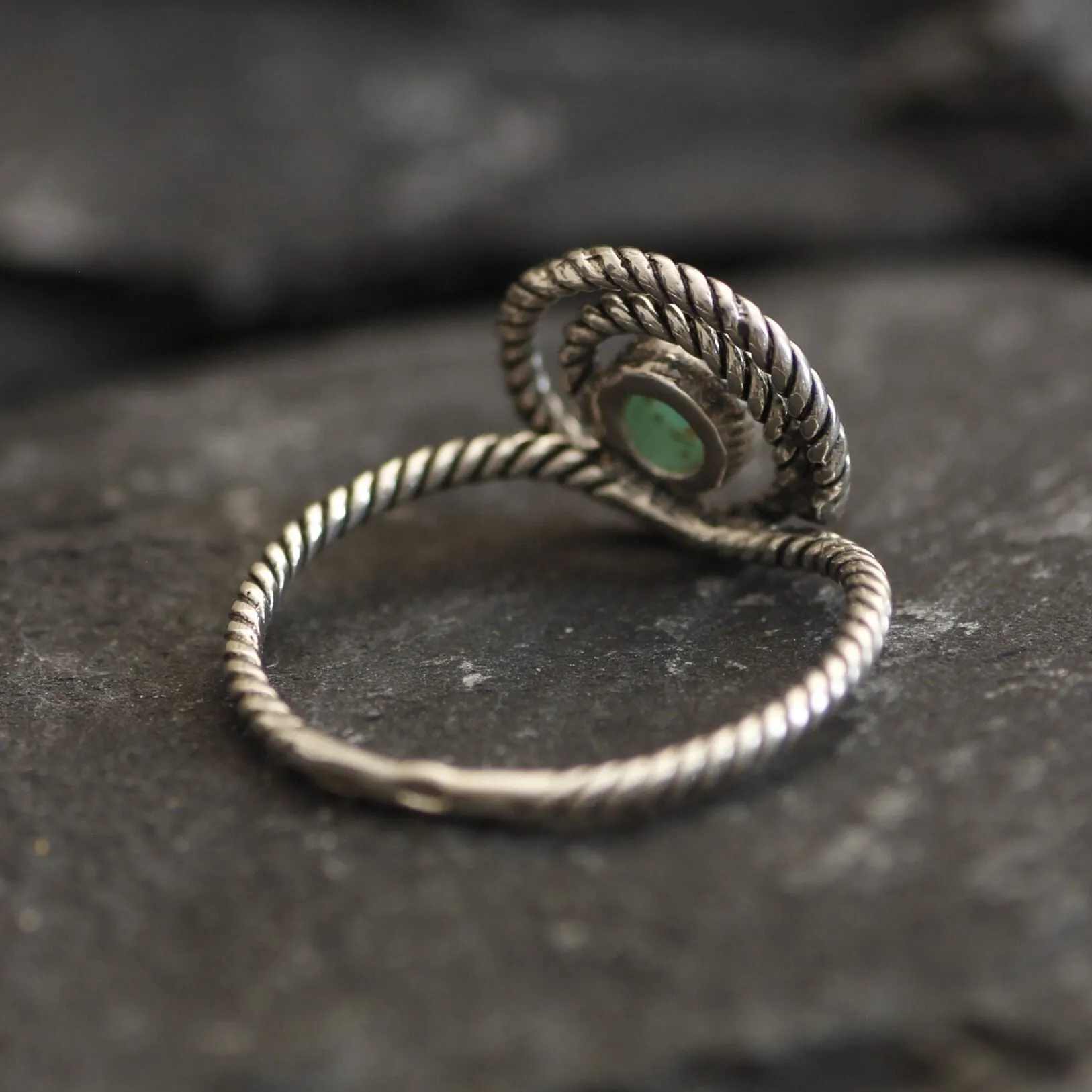 Swirl Emerald Ring - Natural Emerald Ring, Green Spiral Ring