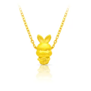 TAKA Jewellery 999 Pure Gold Rabbit Fu Pendant with 9K Gold Chain