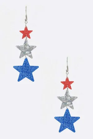 TEEK - Patriot Glitter Star Drop Earrings