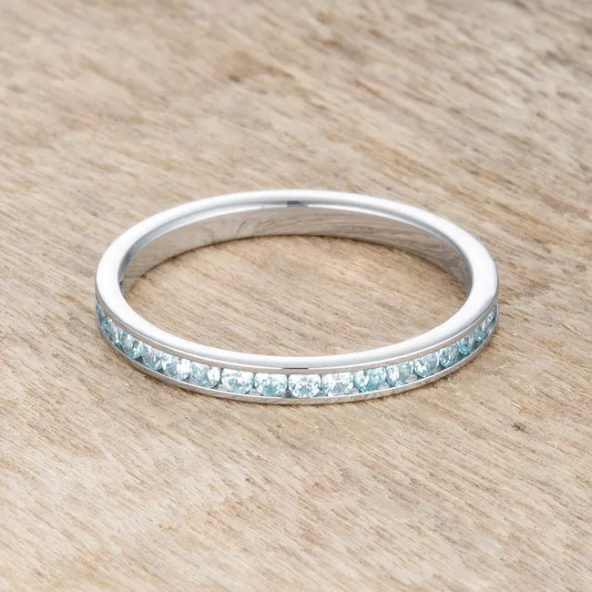 Teresa Aqua Silver Eternity Ring | 1ct | Stainless Steel