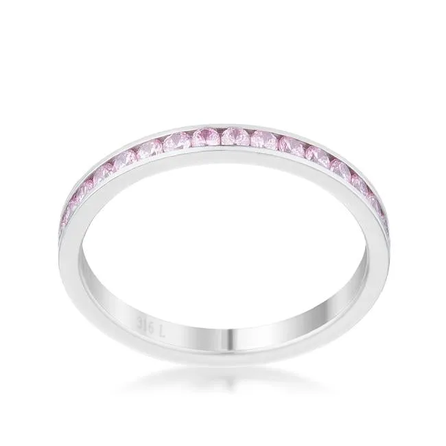 Teresa Pink Silver Eternity Stackable Ring | 1ct | Stainless Steel