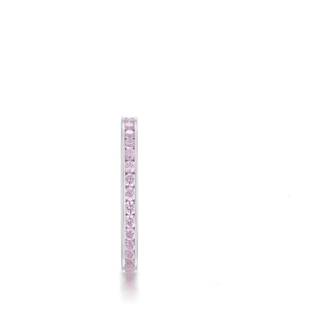 Teresa Pink Silver Eternity Stackable Ring | 1ct | Stainless Steel