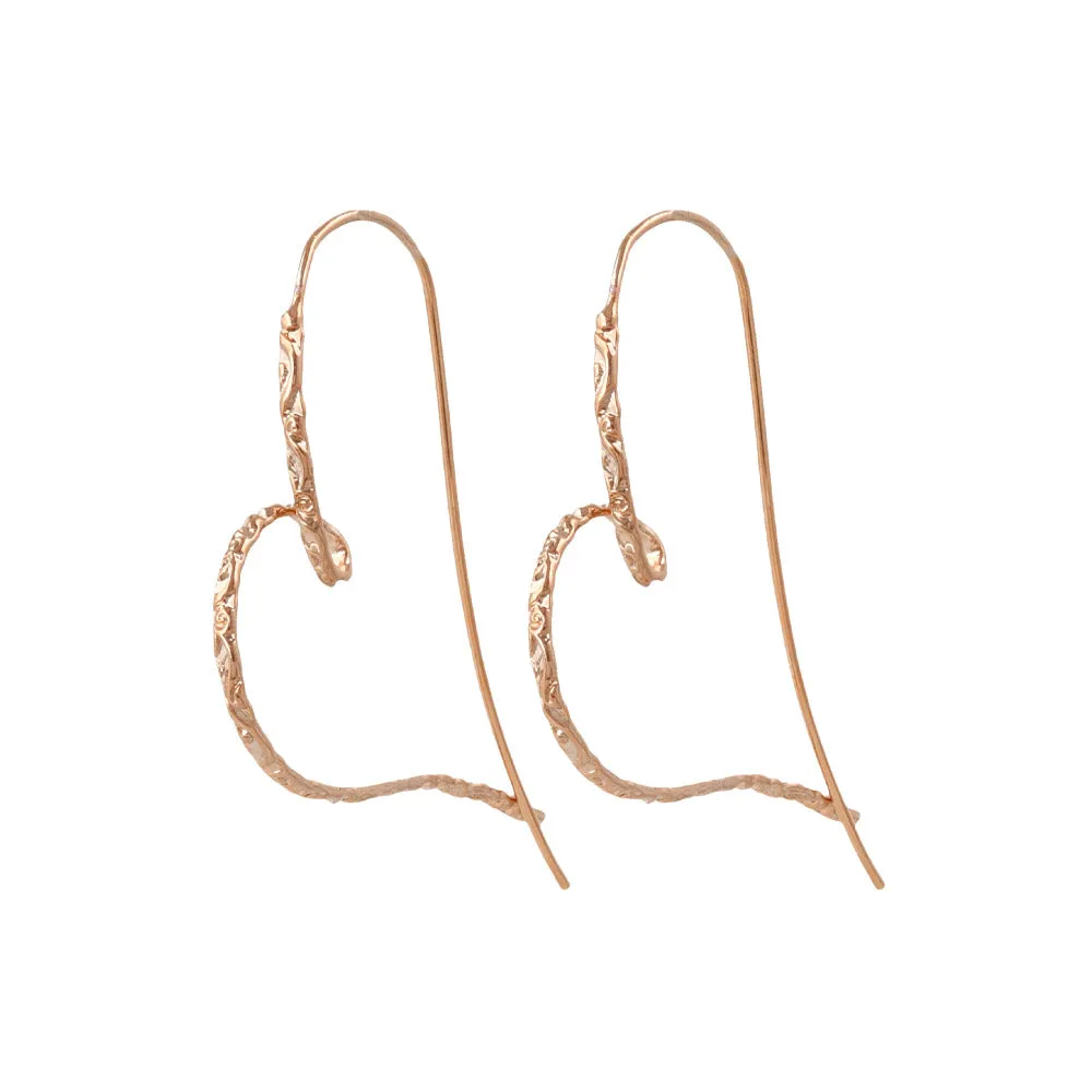 Texture Threader Heart Hoop Earrings