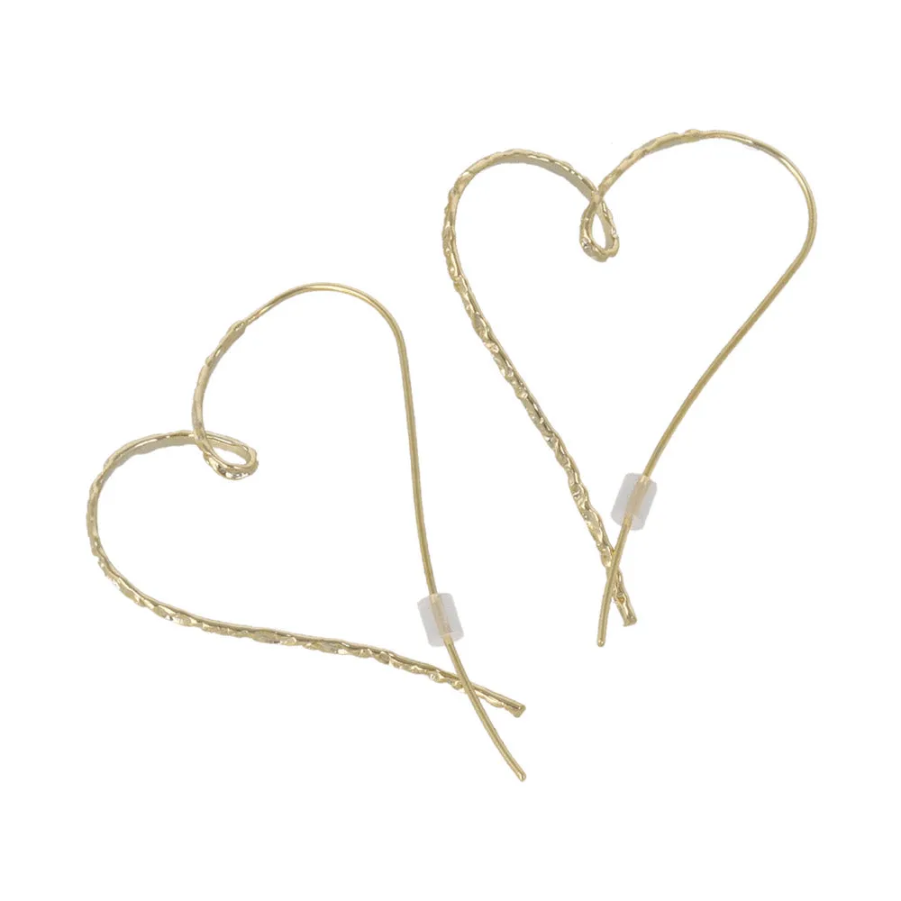 Texture Threader Heart Hoop Earrings