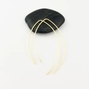 Thin Solid Gold Open Hoop Threader Earrings