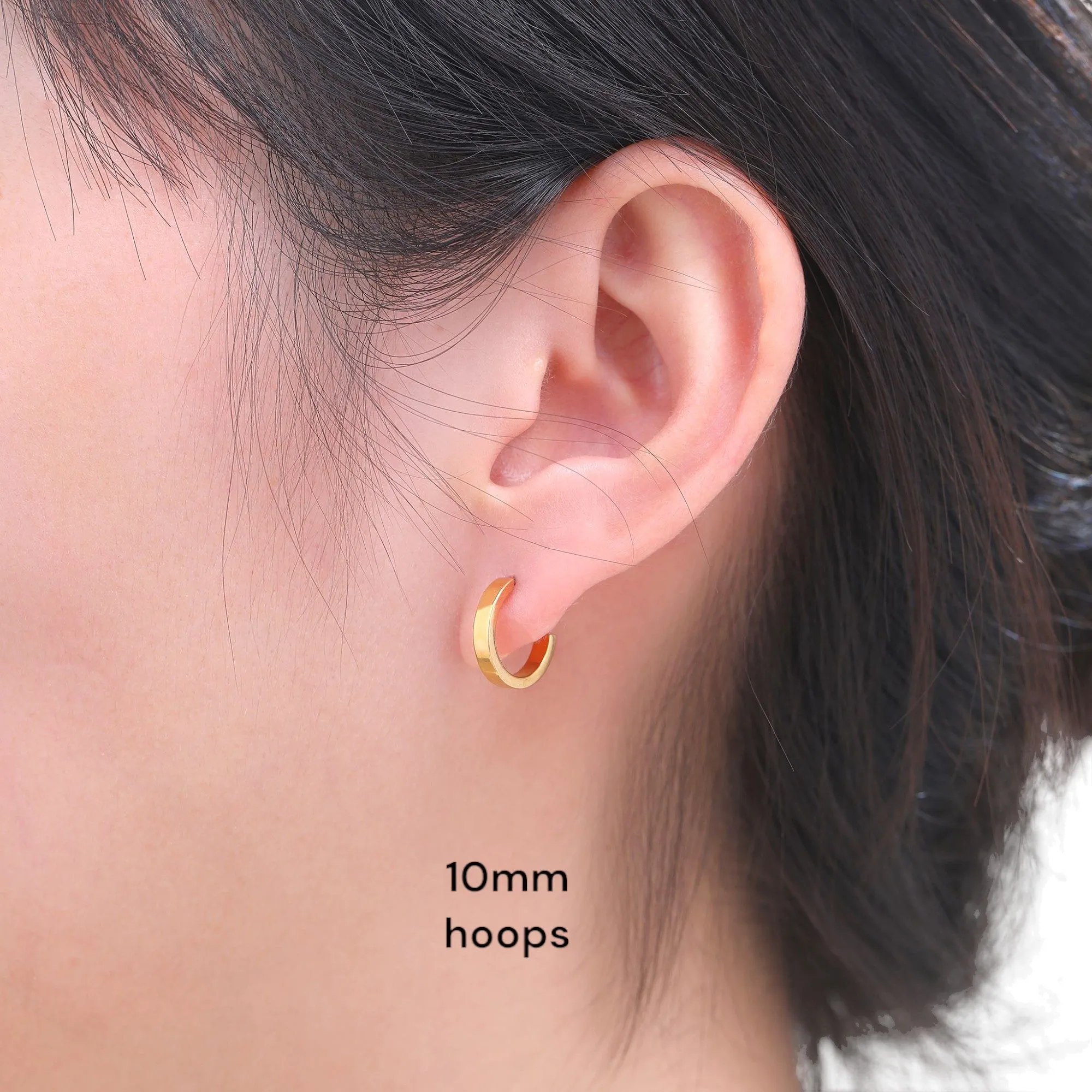 Titanium Small Hoops Gold 8mm, 10mm