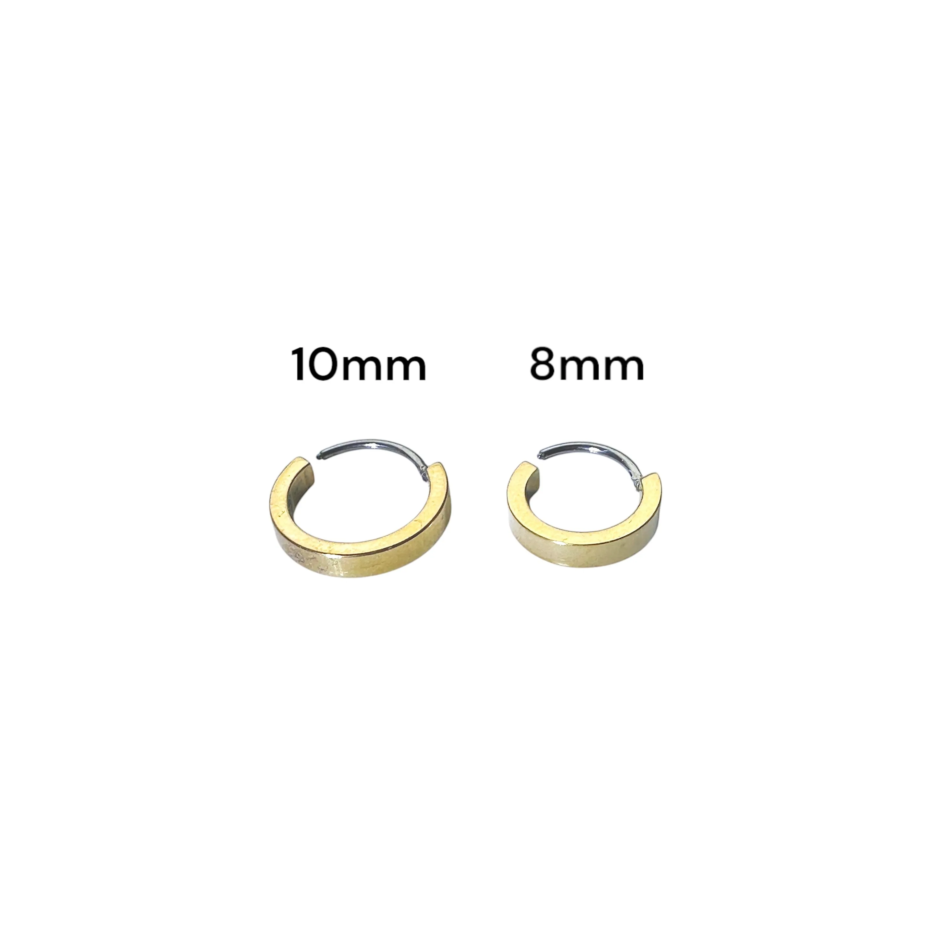 Titanium Small Hoops Gold 8mm, 10mm