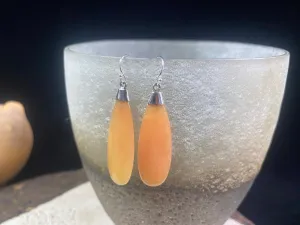 Translucent Orange Jade Drop Earrings