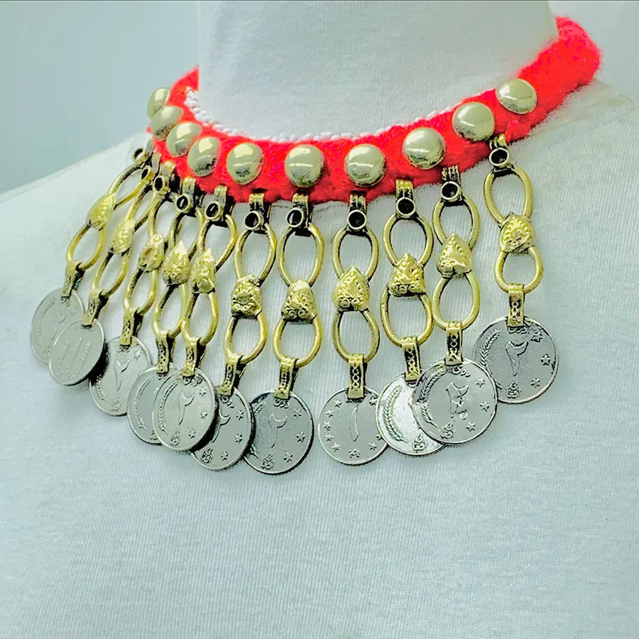 Tribal Vintage Coins Choker Necklace