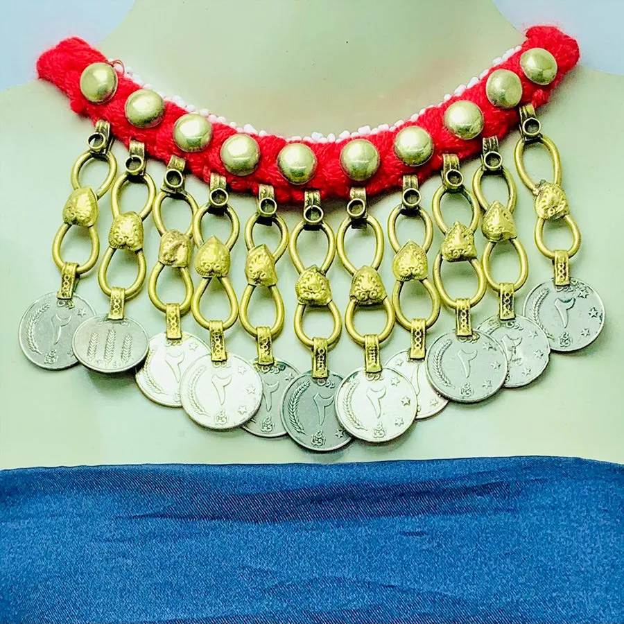 Tribal Vintage Coins Choker Necklace