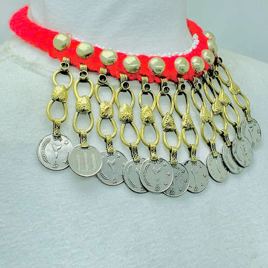 Tribal Vintage Coins Choker Necklace