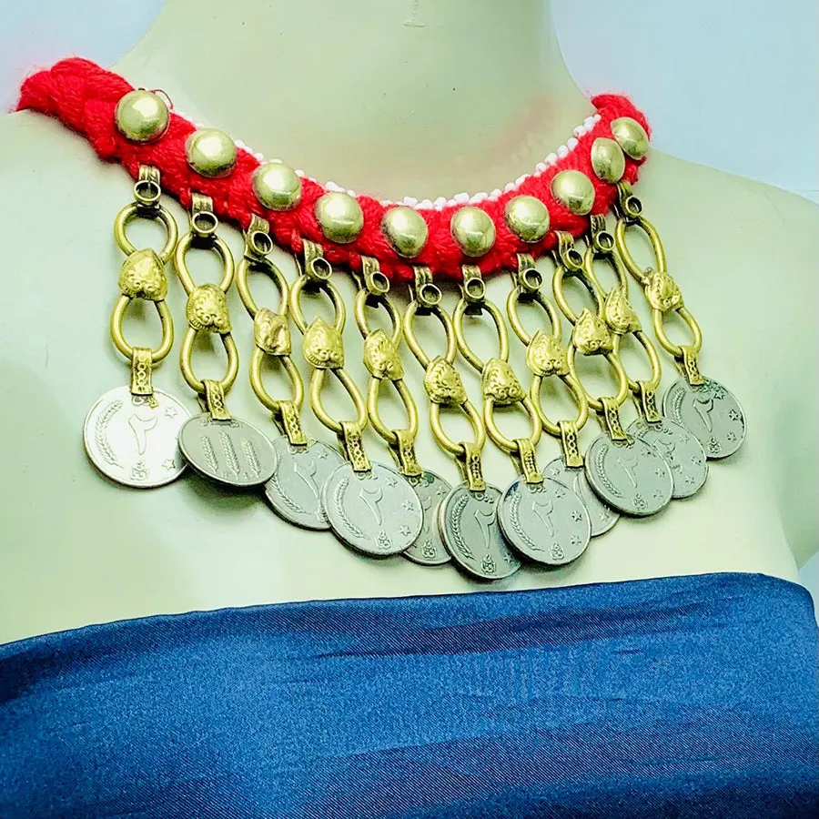 Tribal Vintage Coins Choker Necklace