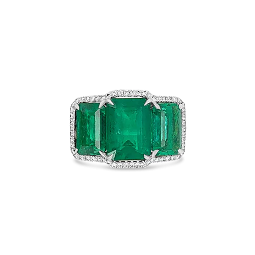 Triple Emerald & Diamond Ring