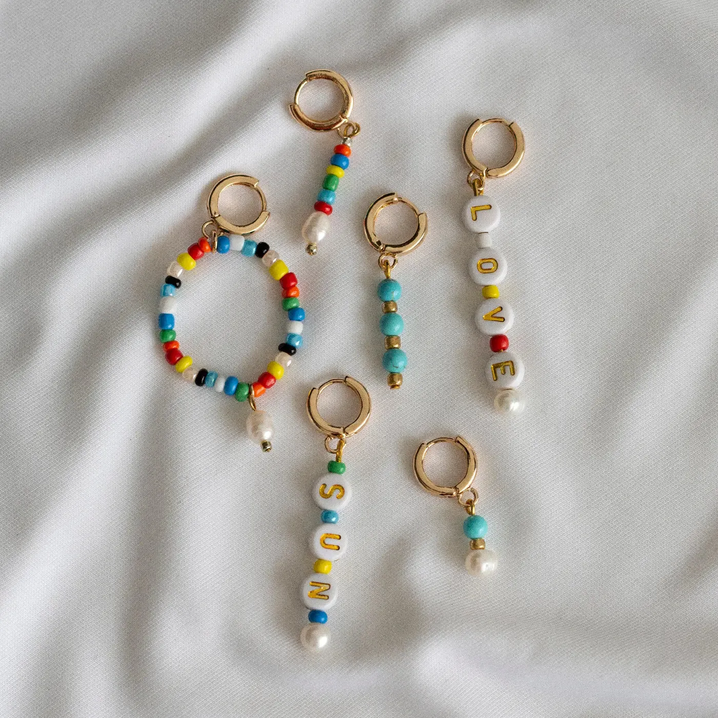 Turqoise Bead with Pearl Hoop Earrings