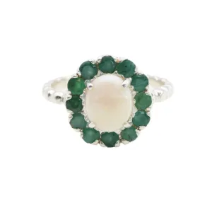 Victorian Opal Ring - Flower Opal Ring - Large Emerald Ring