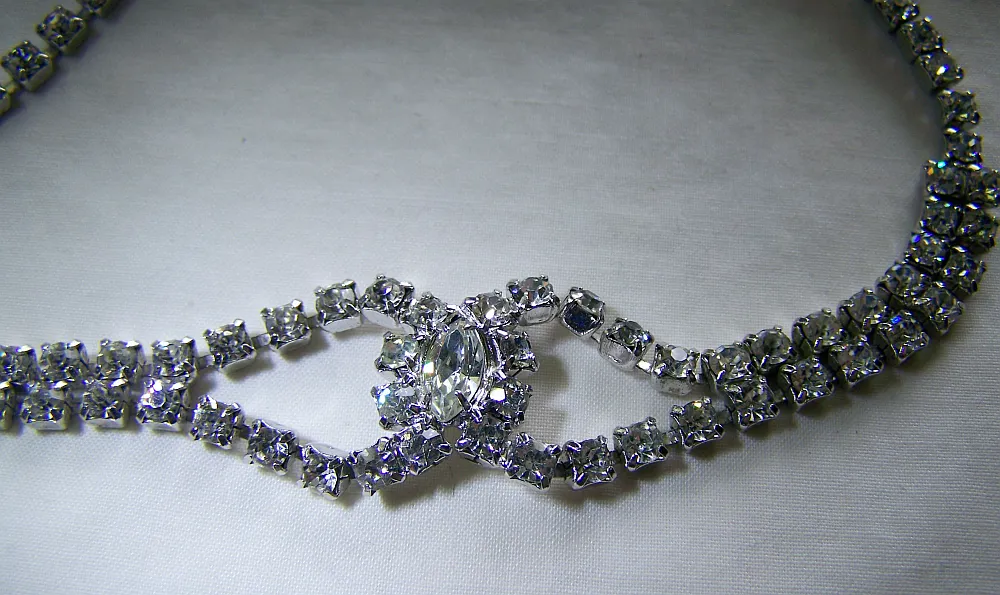 Vintage Art Deco Style Rhinestone Choker Necklace