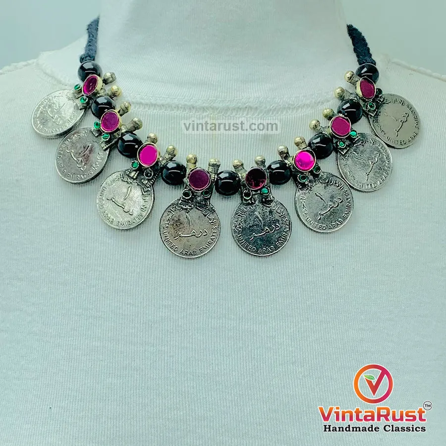 Vintage Coins Antique With Glass Stones jewelry set