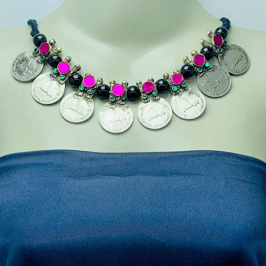 Vintage Coins Antique With Glass Stones jewelry set