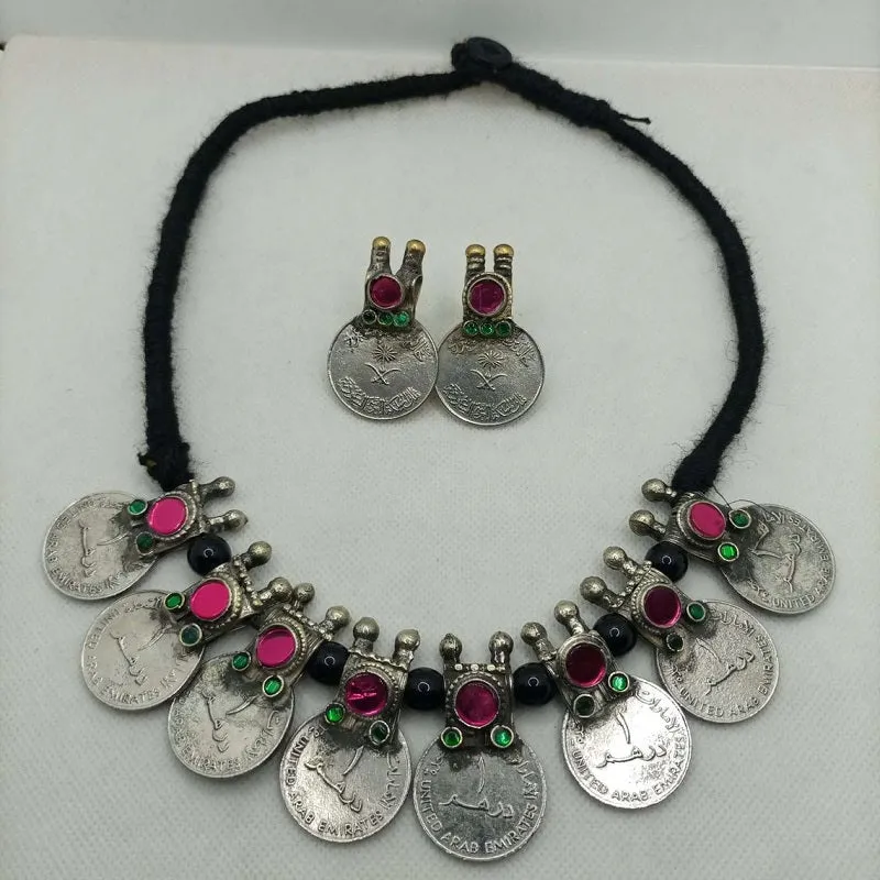 Vintage Coins Antique With Glass Stones jewelry set