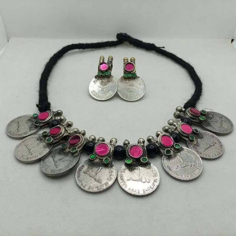 Vintage Coins Antique With Glass Stones jewelry set