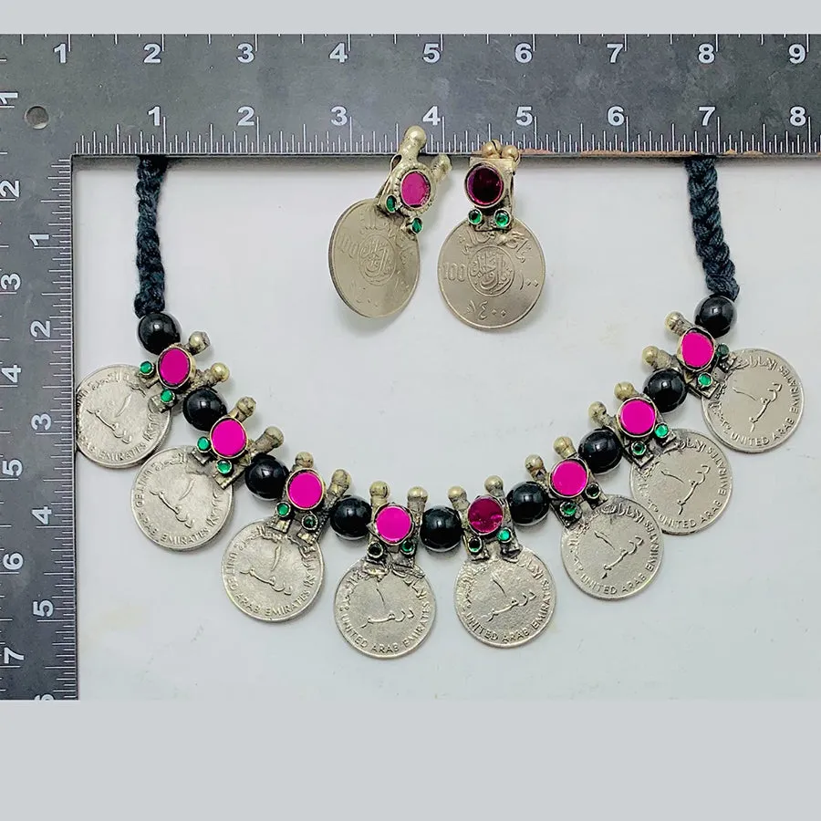 Vintage Coins Antique With Glass Stones jewelry set