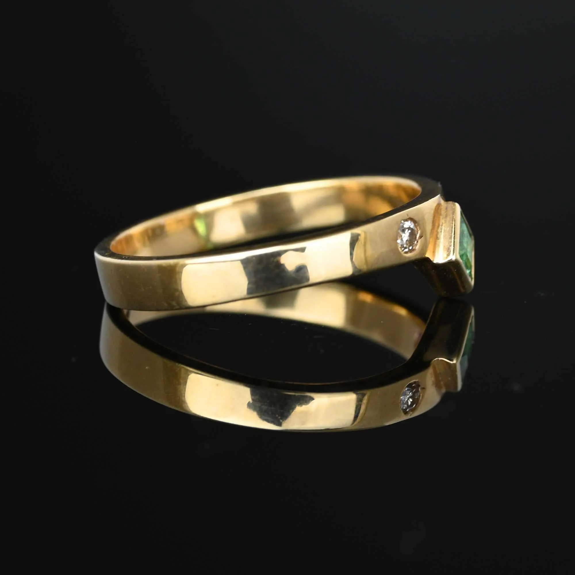 Vintage Diamond Step Cut Emerald Ring Band in Gold