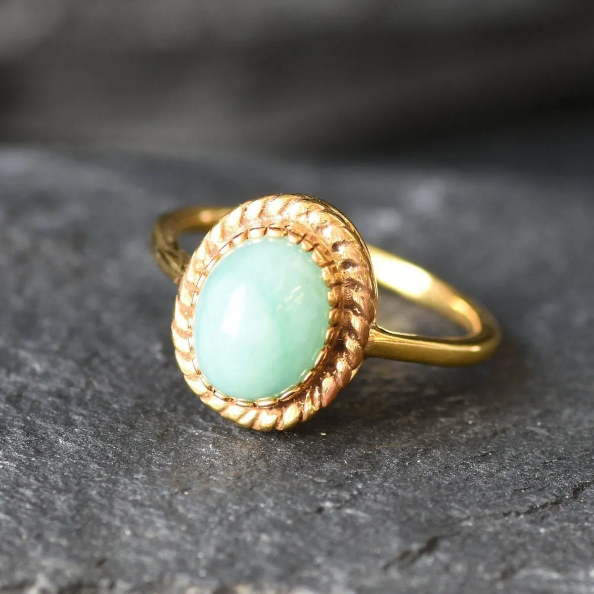 Vintage Emerald Gold Ring, Natural Emerald Ring, Statement Solitaire Ring