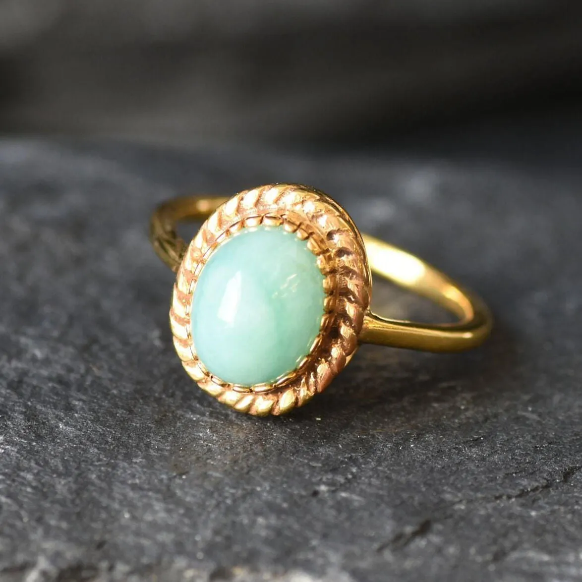 Vintage Emerald Gold Ring, Natural Emerald Ring, Statement Solitaire Ring