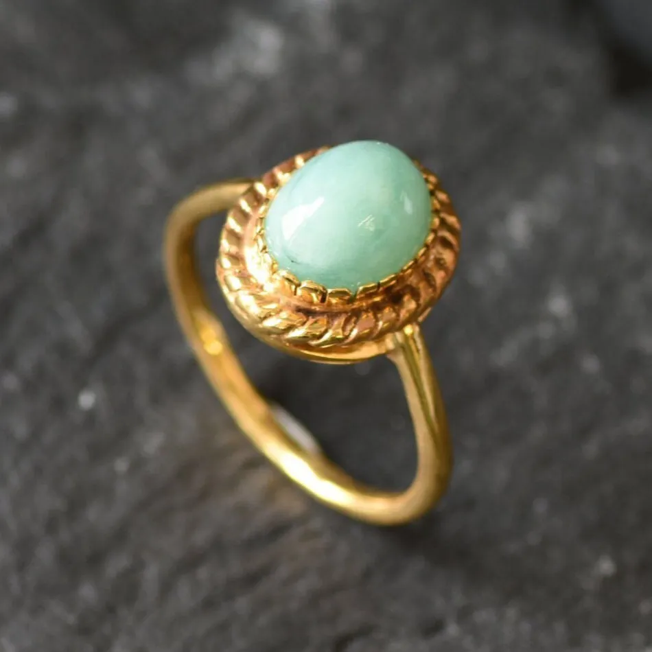 Vintage Emerald Gold Ring, Natural Emerald Ring, Statement Solitaire Ring