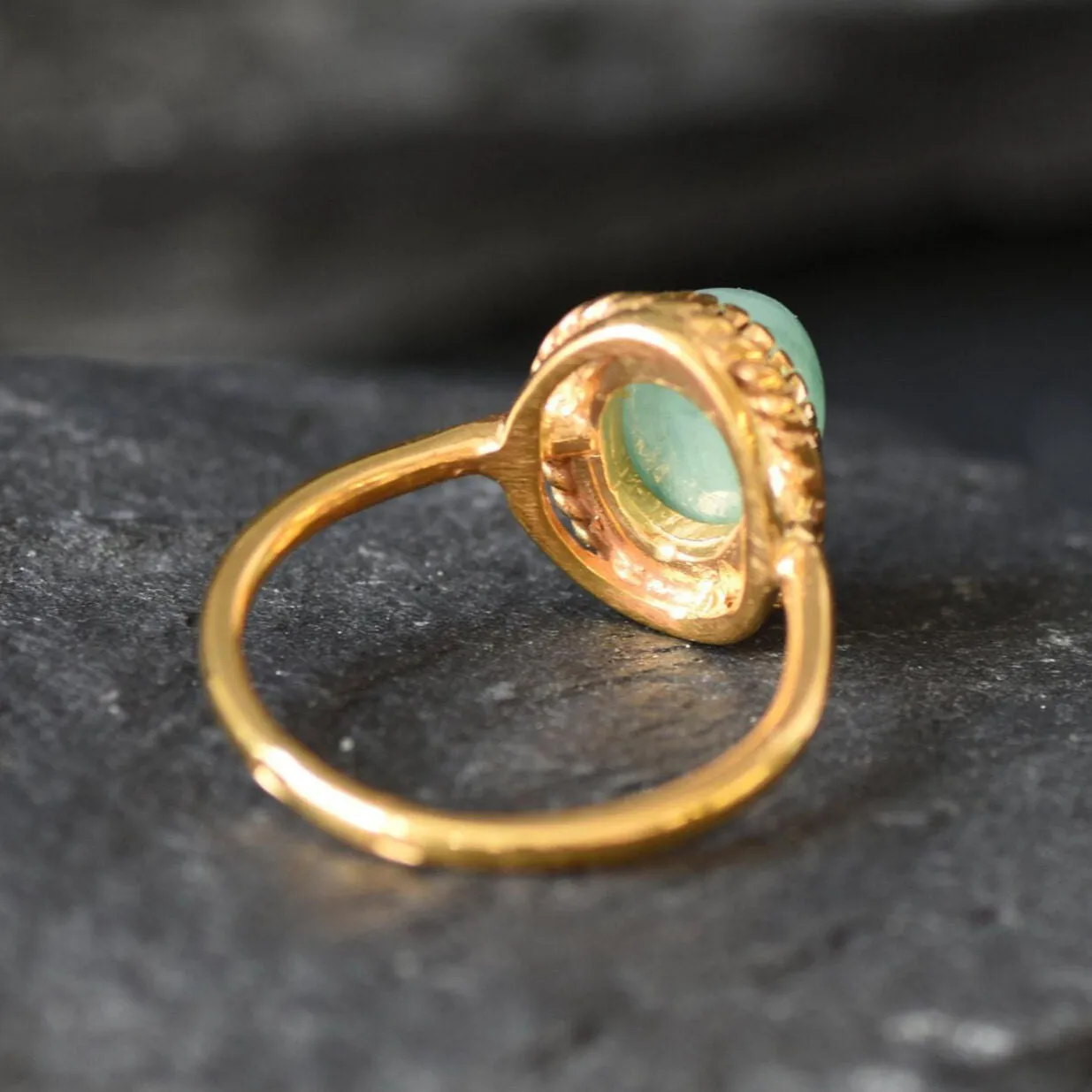 Vintage Emerald Gold Ring, Natural Emerald Ring, Statement Solitaire Ring