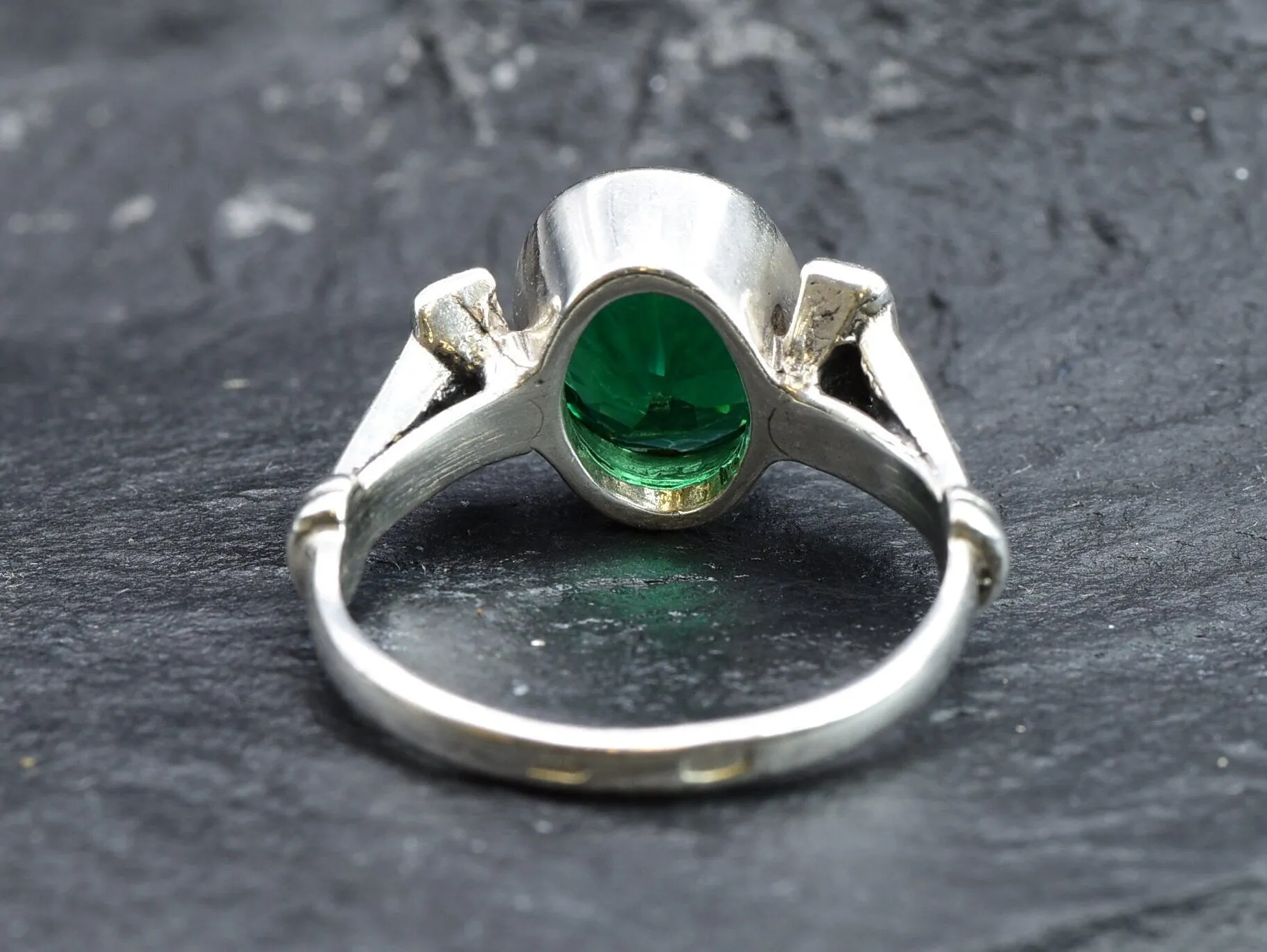 Vintage Emerald Ring - Green Oval Ring, Unique Emerald Ring