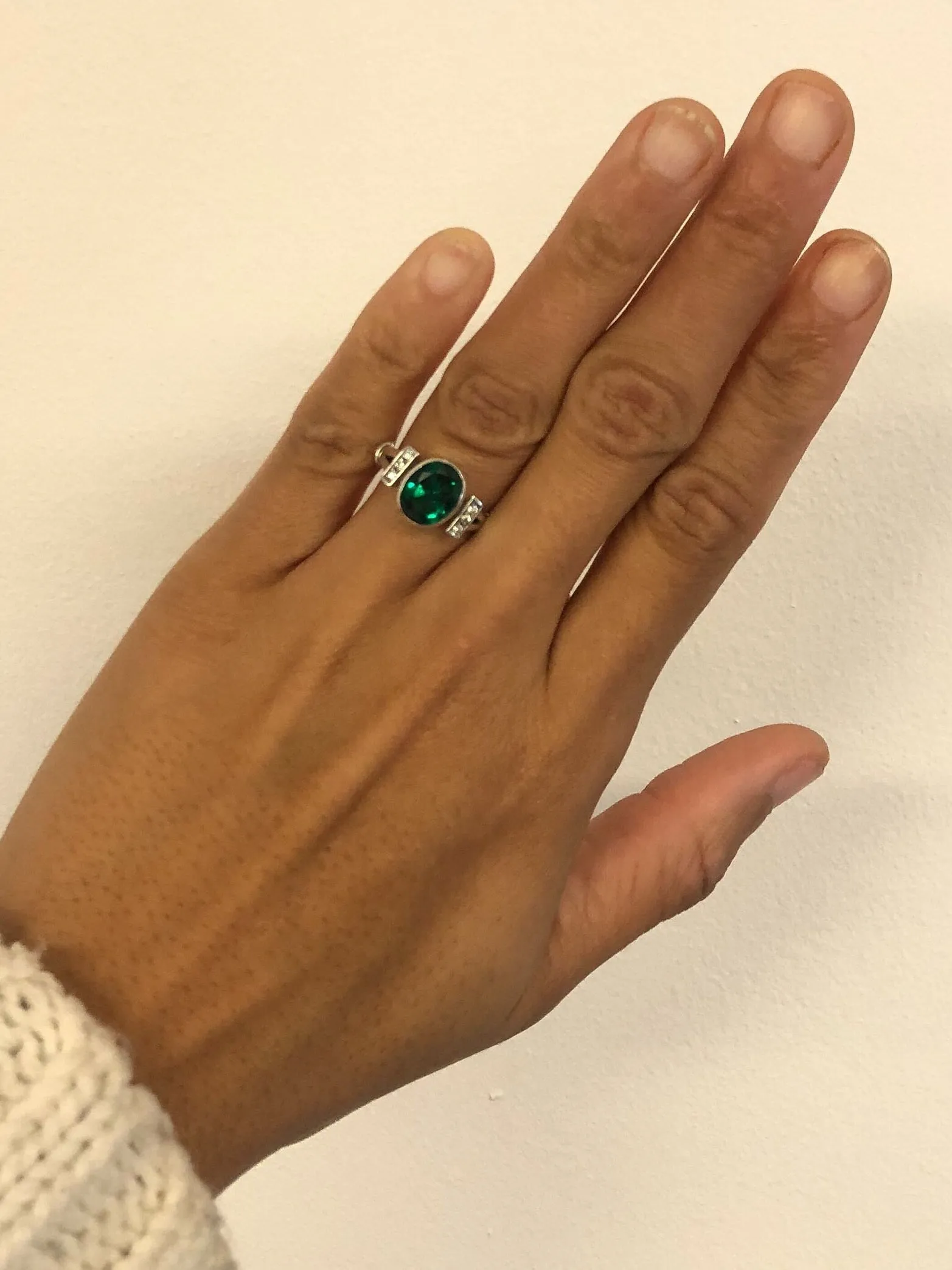 Vintage Emerald Ring - Green Oval Ring, Unique Emerald Ring